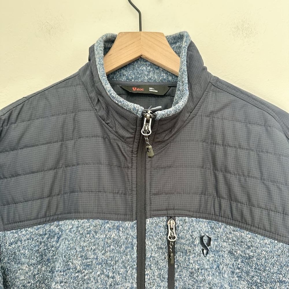 Stoic Sweater Fleece Jacket Mens Large Blue Quilted Yoke Full Zip Outdoor warm - Picture 5 of 11